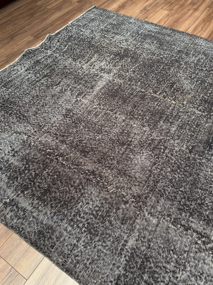 Orijinal Vintage Gri Kök Boya Yün El Dokuma Halı 209x312 6.52 Metrekare - 7x10 ft