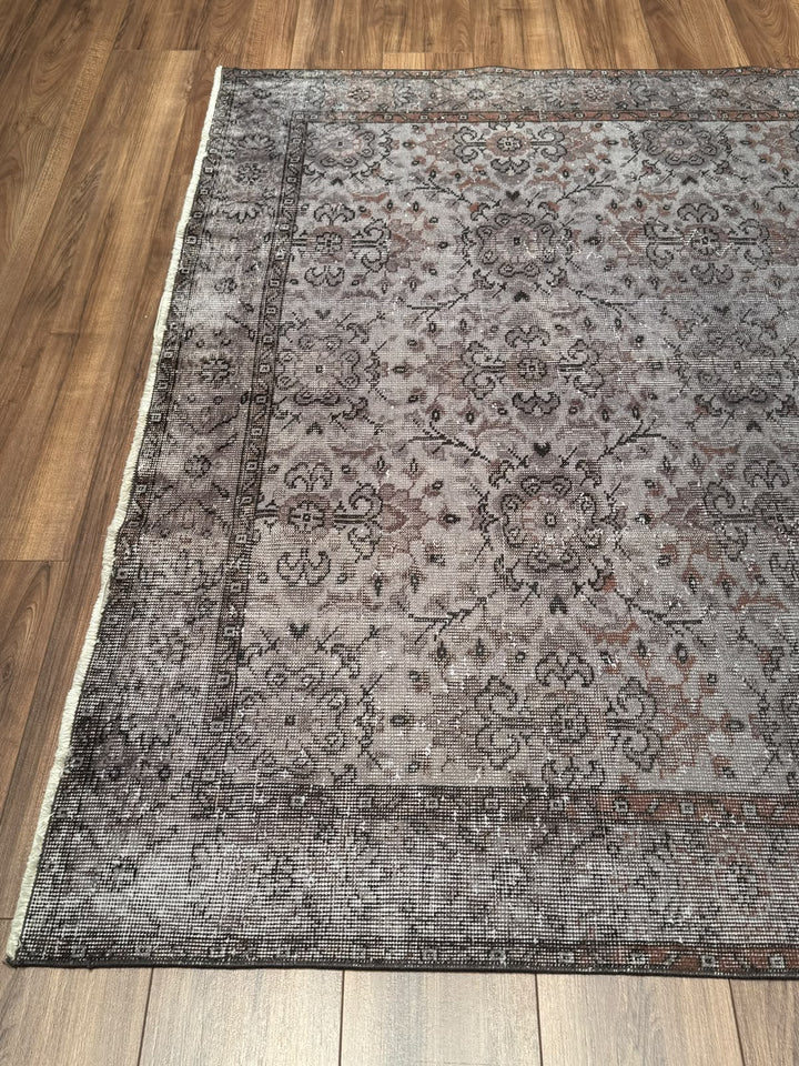 Orijinal Vintage Gri Kök Boya Yün El Dokuma Halı 183x305 5.58 Metrekare - 7x10 ft