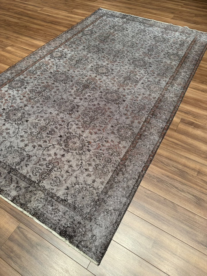 Orijinal Vintage Gri Kök Boya Yün El Dokuma Halı 183x305 5.58 Metrekare - 7x10 ft