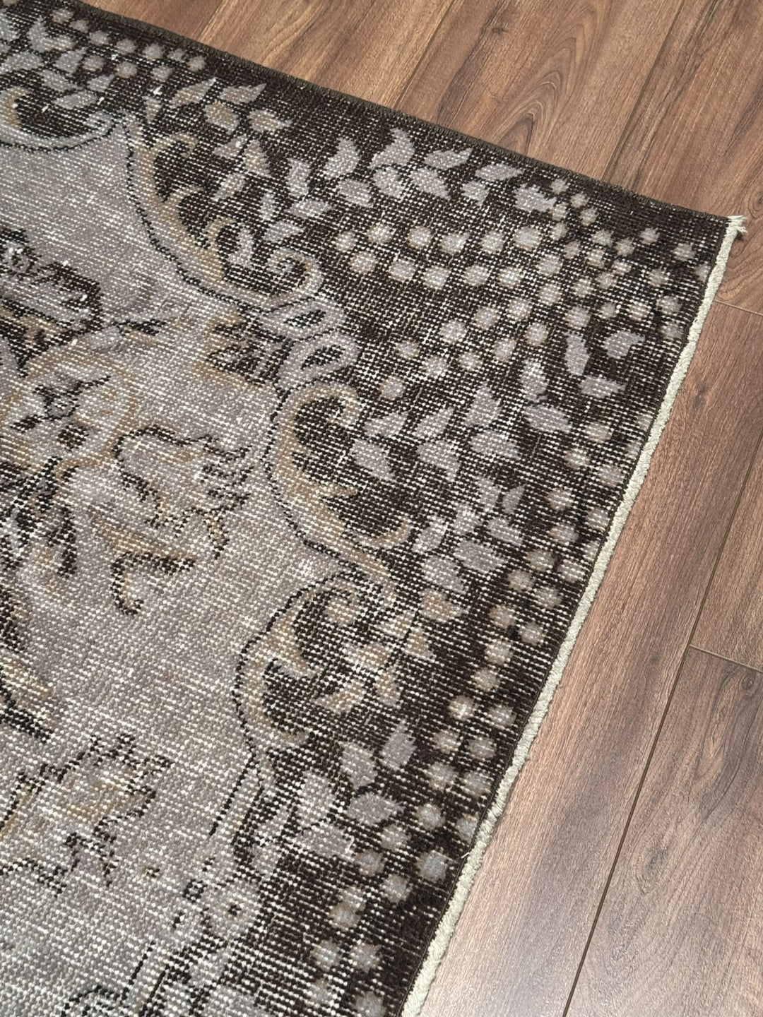 Orijinal Vintage Gri Kök Boya Yün El Dokuma Halı 172x300 5.16 Metrekare - 7x10 ft