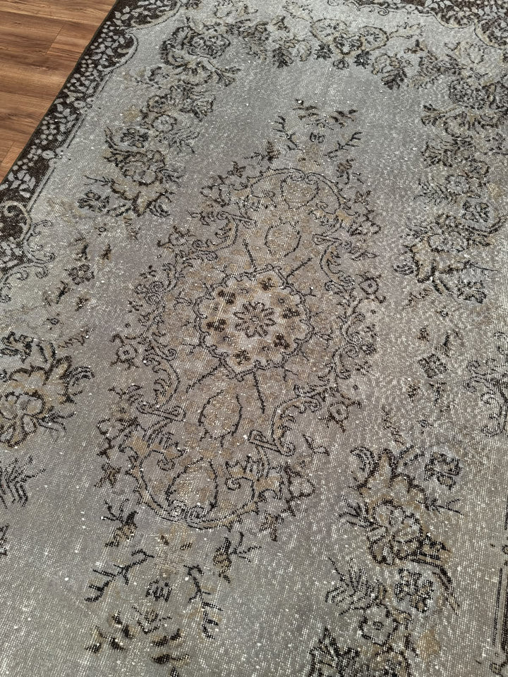 Orijinal Vintage Gri Kök Boya Yün El Dokuma Halı 172x300 5.16 Metrekare - 7x10 ft