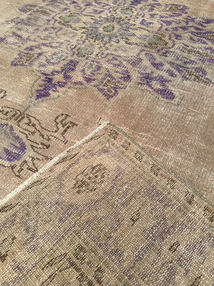 Orijinal Vintage Bej Kök Boya Yün El Dokuma Halı 184x275 5.06 Metrekare - 7x10 ft