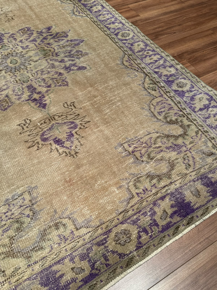 Orijinal Vintage Bej Kök Boya Yün El Dokuma Halı 184x275 5.06 Metrekare - 7x10 ft