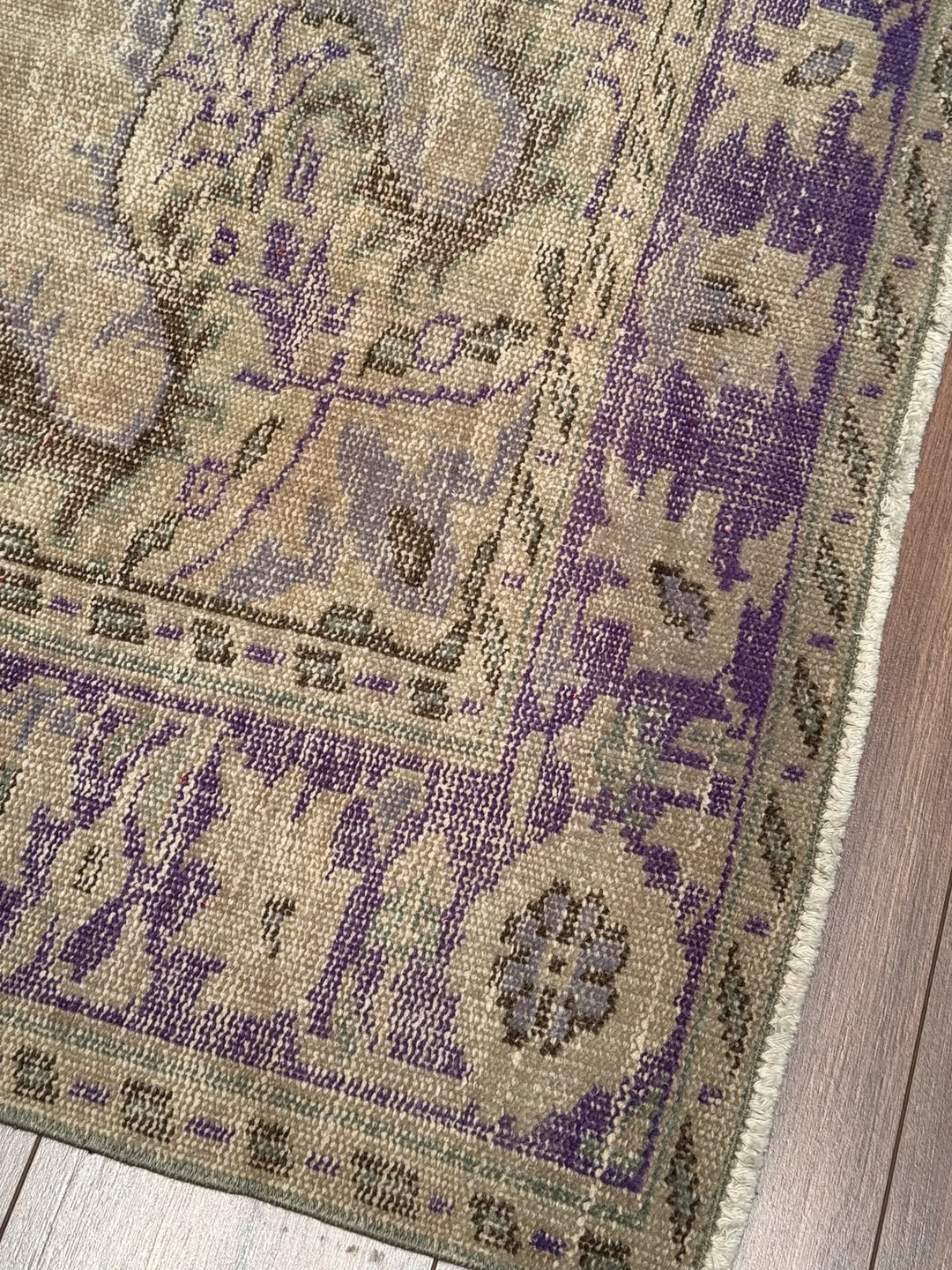 Orijinal Vintage Bej Kök Boya Yün El Dokuma Halı 184x275 5.06 Metrekare - 7x10 ft