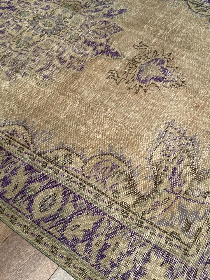Orijinal Vintage Bej Kök Boya Yün El Dokuma Halı 184x275 5.06 Metrekare - 7x10 ft