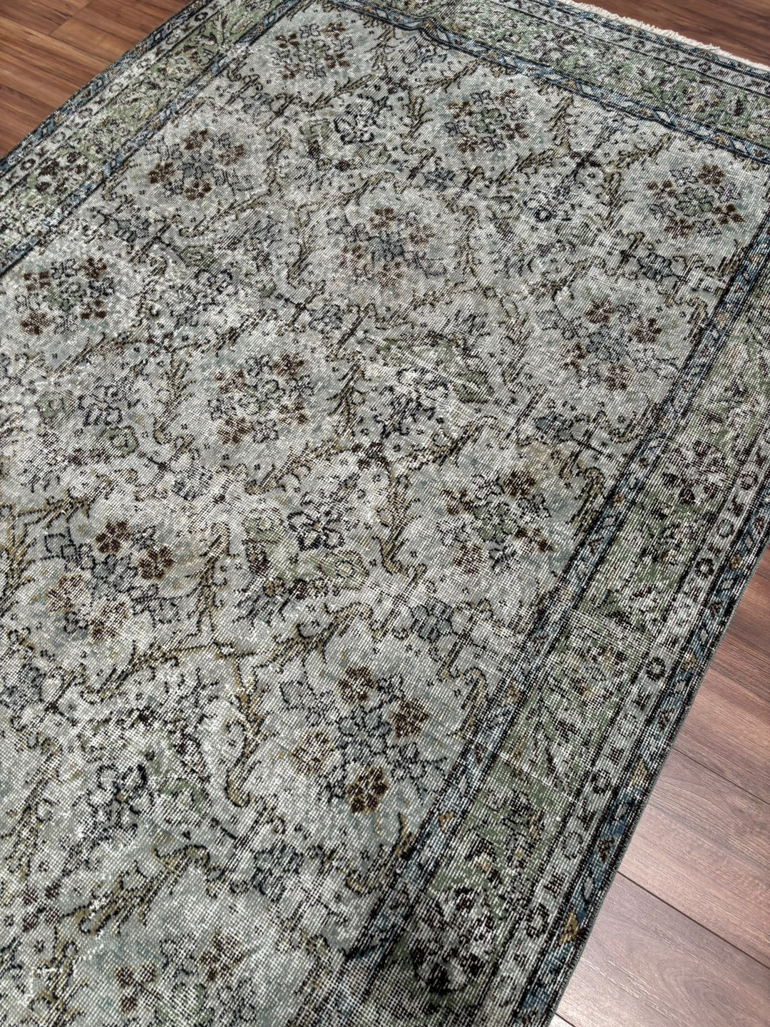 Orijinal Vintage Gri Kök Boya Yün El Dokuma Halı 174x282 4.91 Metrekare - 7x10 ft