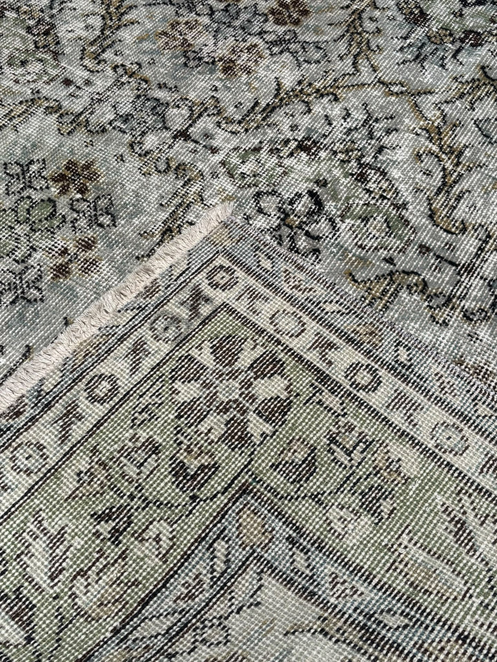 Orijinal Vintage Gri Kök Boya Yün El Dokuma Halı 174x282 4.91 Metrekare - 7x10 ft