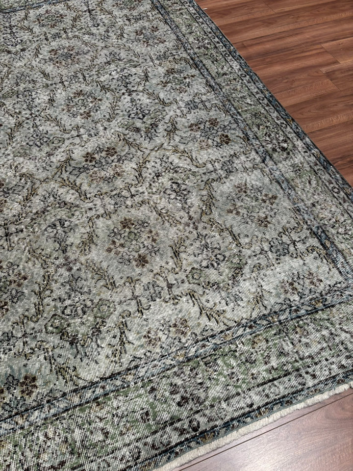 Orijinal Vintage Gri Kök Boya Yün El Dokuma Halı 174x282 4.91 Metrekare - 7x10 ft