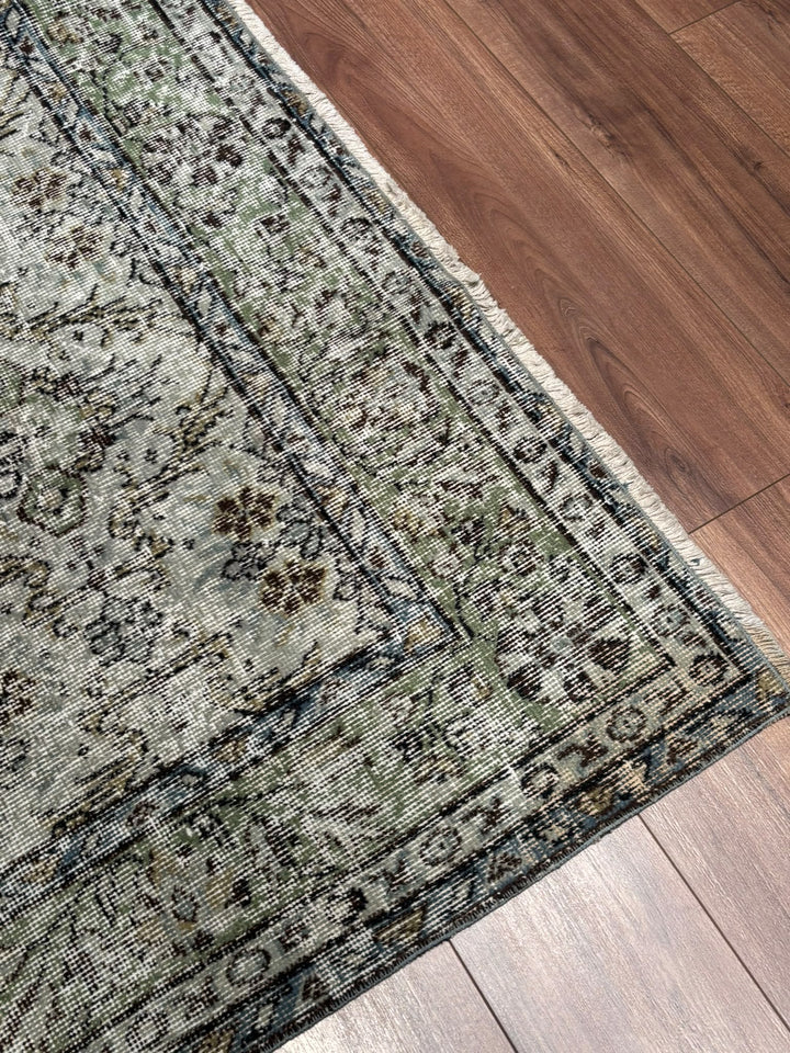 Orijinal Vintage Gri Kök Boya Yün El Dokuma Halı 174x282 4.91 Metrekare - 7x10 ft