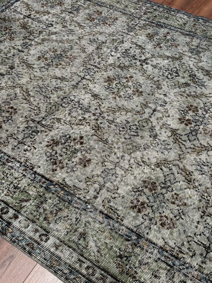 Orijinal Vintage Gri Kök Boya Yün El Dokuma Halı 174x282 4.91 Metrekare - 7x10 ft