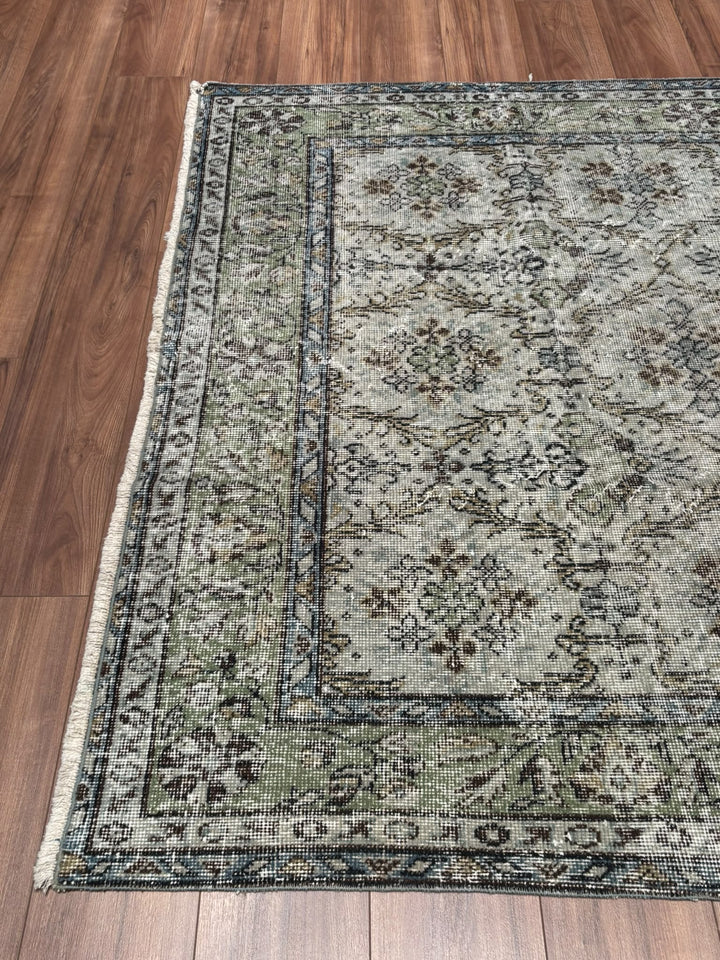 Orijinal Vintage Gri Kök Boya Yün El Dokuma Halı 174x282 4.91 Metrekare - 7x10 ft