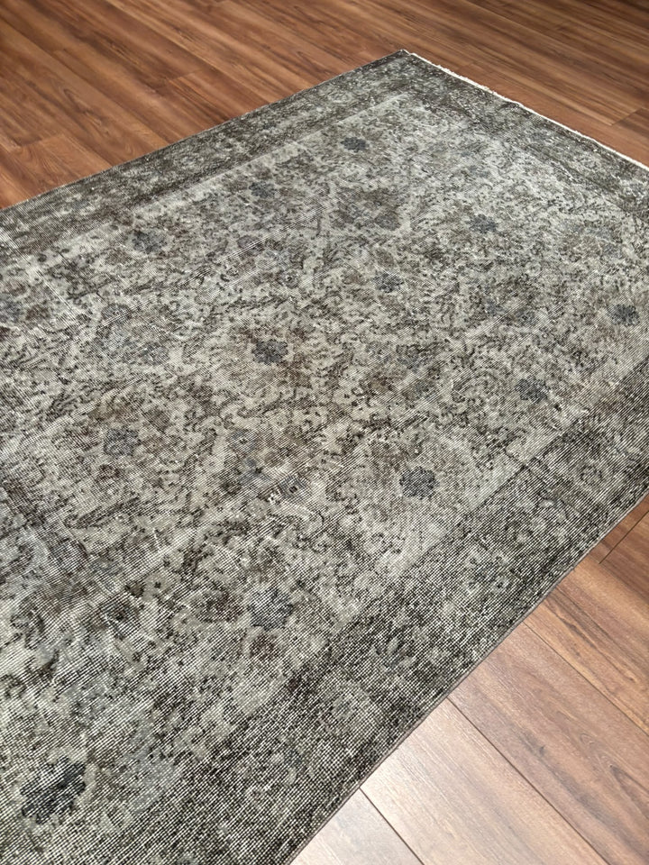 Orijinal Vintage Gri Kök Boya Yün El Dokuma Halı 162x273 4.42 Metrekare - 6x9 ft