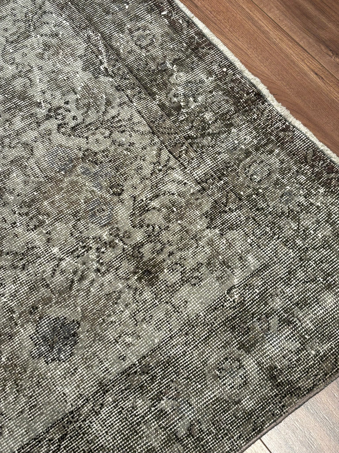 Orijinal Vintage Gri Kök Boya Yün El Dokuma Halı 162x273 4.42 Metrekare - 6x9 ft