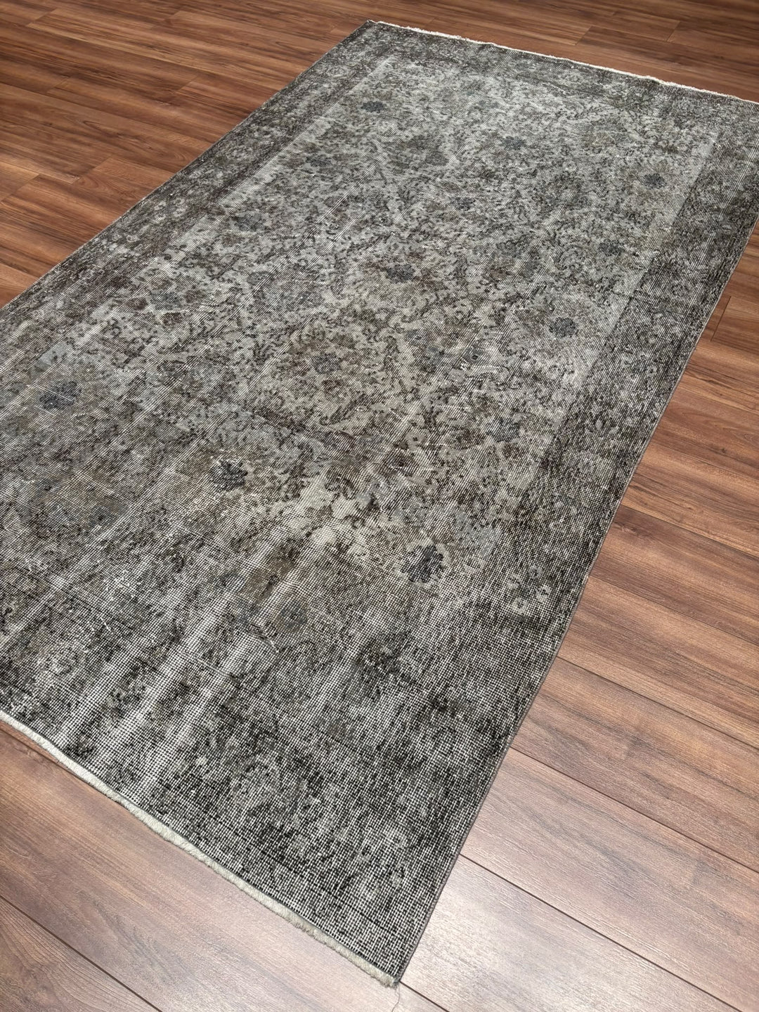 Orijinal Vintage Gri Kök Boya Yün El Dokuma Halı 162x273 4.42 Metrekare - 6x9 ft