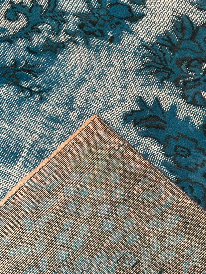 Orijinal Vintage Turkuaz Kök Boya Yün El Dokuma Halı 203x308 6.25 Metrekare - 7x10 ft