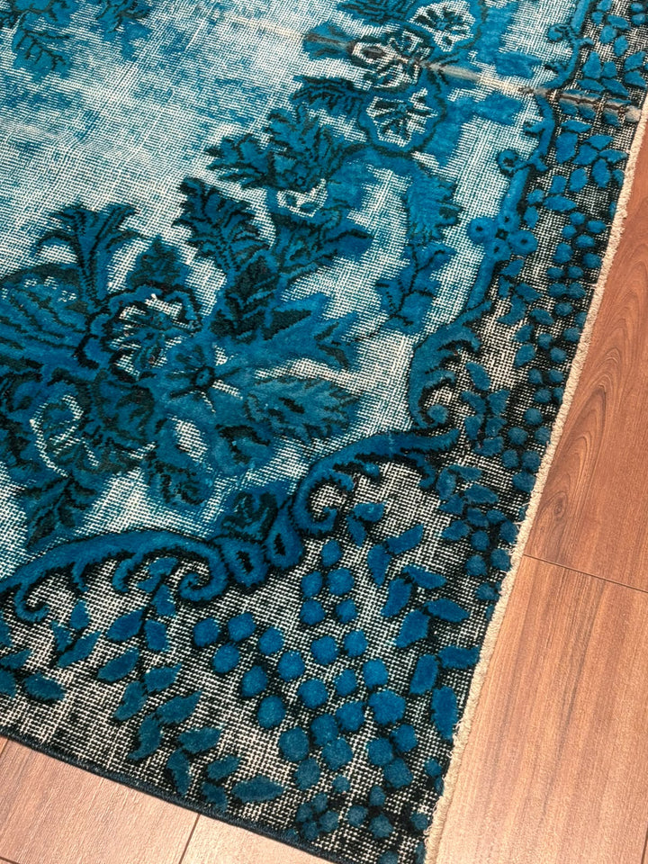 Orijinal Vintage Turkuaz Kök Boya Yün El Dokuma Halı 203x308 6.25 Metrekare - 7x10 ft