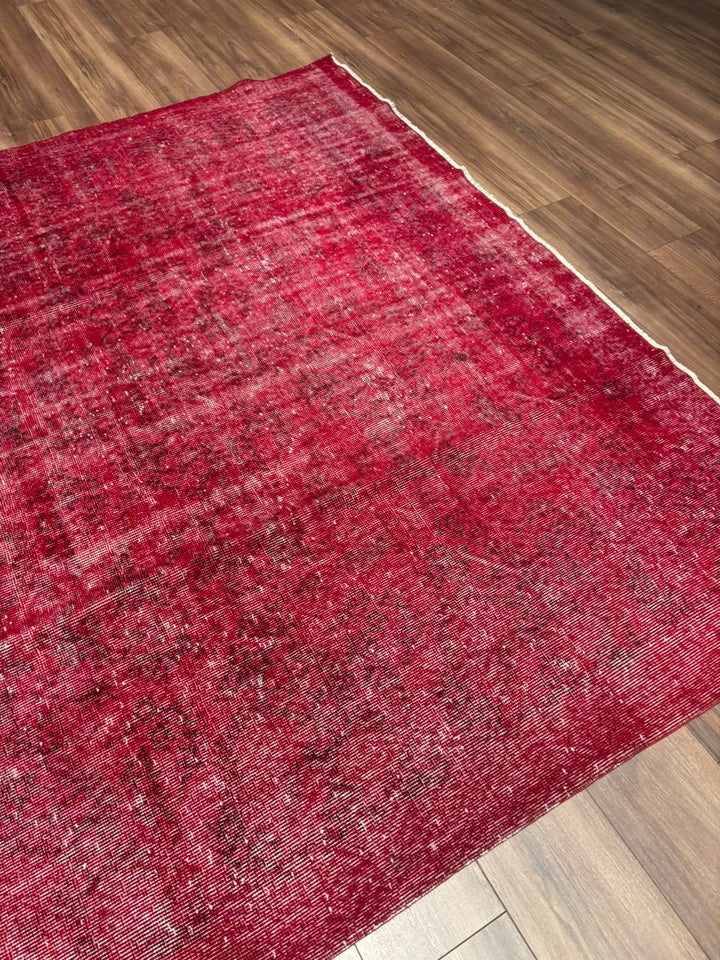 Orijinal Vintage Kırmızı Kök Boya Yün El Dokuma Halı 216x316 6.83 Metrekare - 7x10 ft