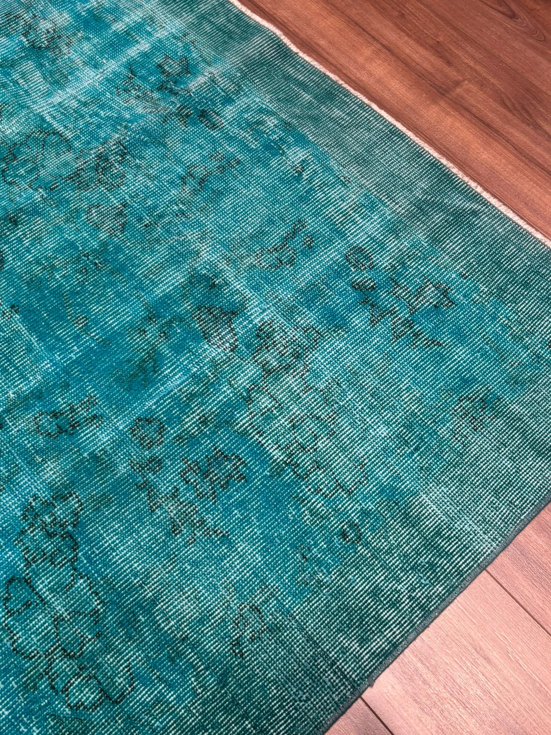 Orijinal Vintage Turkuaz Kök Boya Yün El Dokuma Halı 217x315 6.84 Metrekare - 7x10 ft