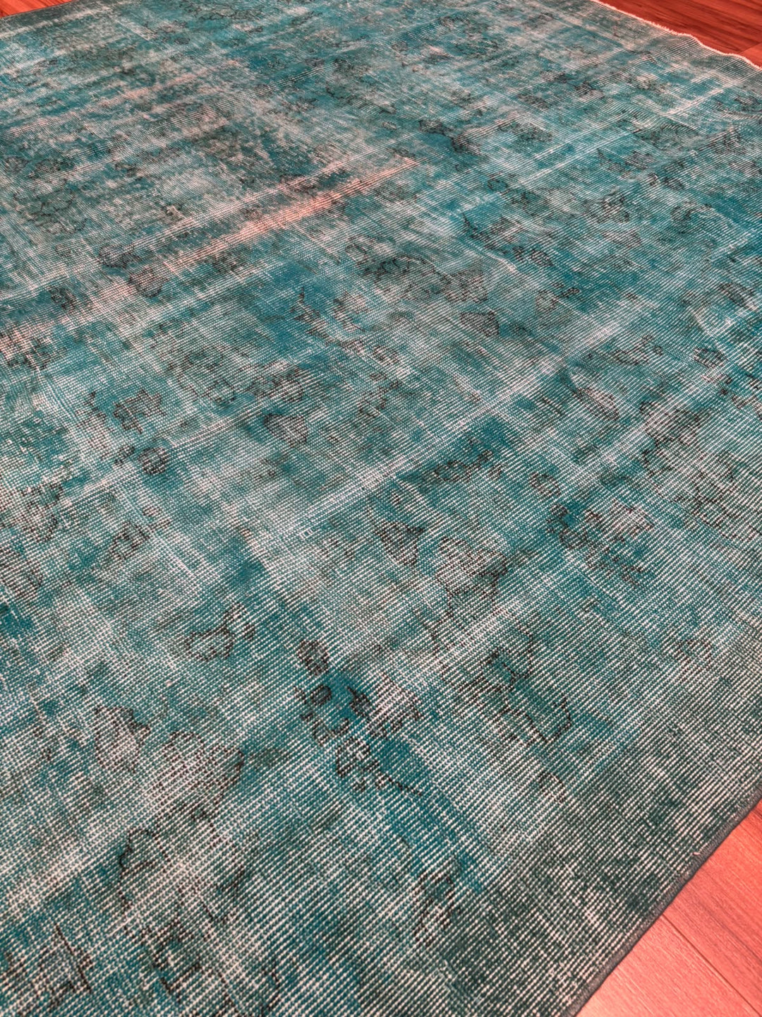 Orijinal Vintage Turkuaz Kök Boya Yün El Dokuma Halı 217x315 6.84 Metrekare - 7x10 ft