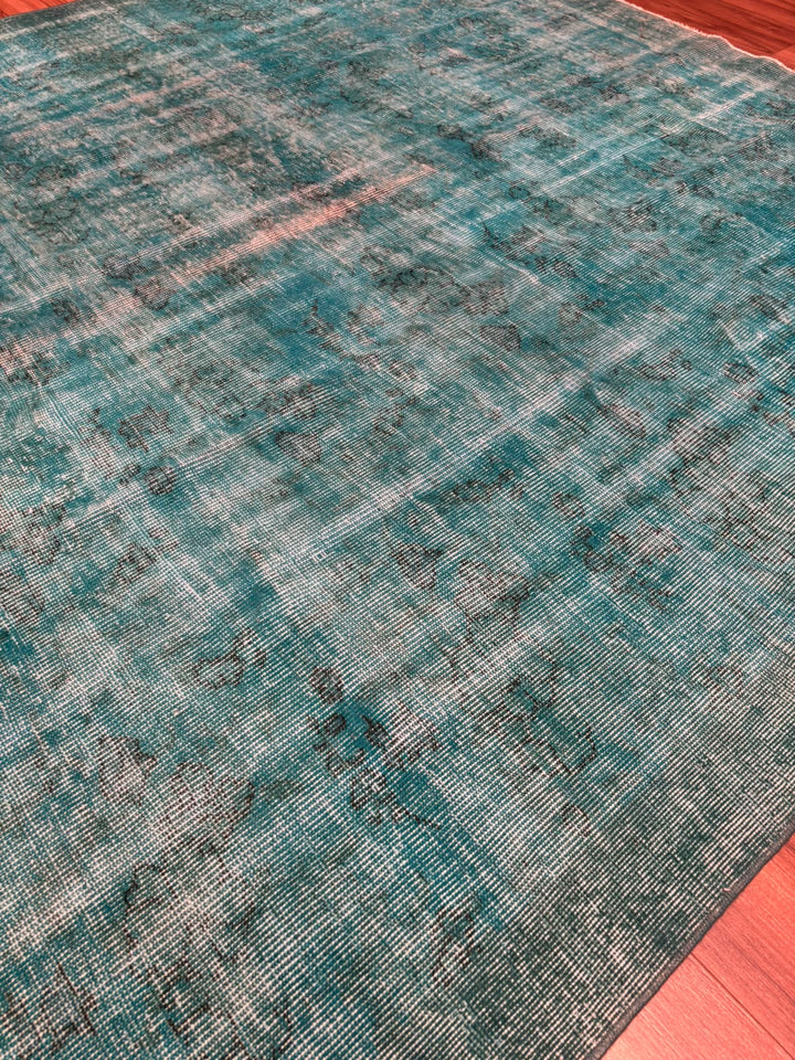 Orijinal Vintage Turkuaz Kök Boya Yün El Dokuma Halı 217x315 6.84 Metrekare - 7x10 ft