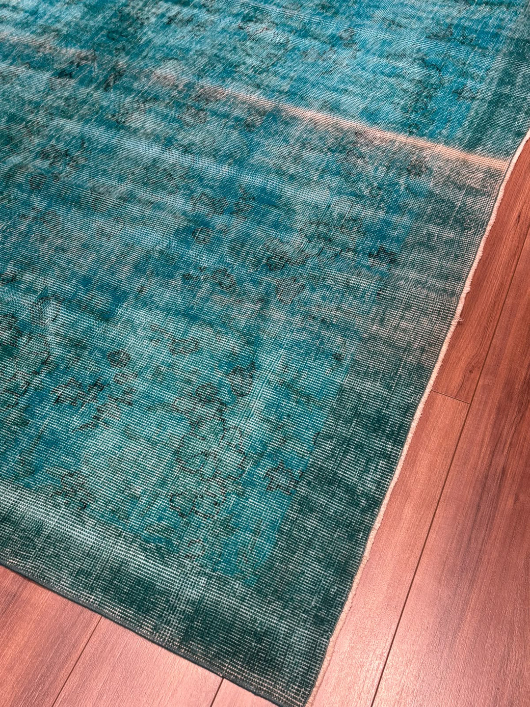 Orijinal Vintage Turkuaz Kök Boya Yün El Dokuma Halı 217x315 6.84 Metrekare - 7x10 ft