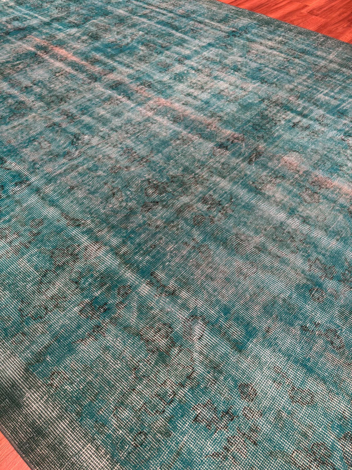 Orijinal Vintage Turkuaz Kök Boya Yün El Dokuma Halı 217x315 6.84 Metrekare - 7x10 ft