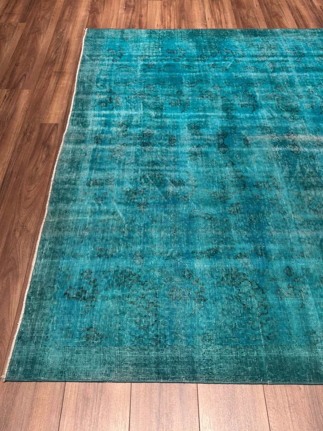 Orijinal Vintage Turkuaz Kök Boya Yün El Dokuma Halı 217x315 6.84 Metrekare - 7x10 ft