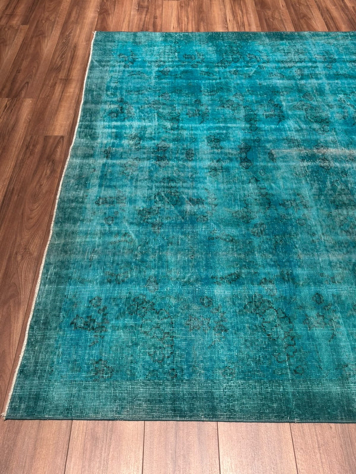 Orijinal Vintage Turkuaz Kök Boya Yün El Dokuma Halı 217x315 6.84 Metrekare - 7x10 ft