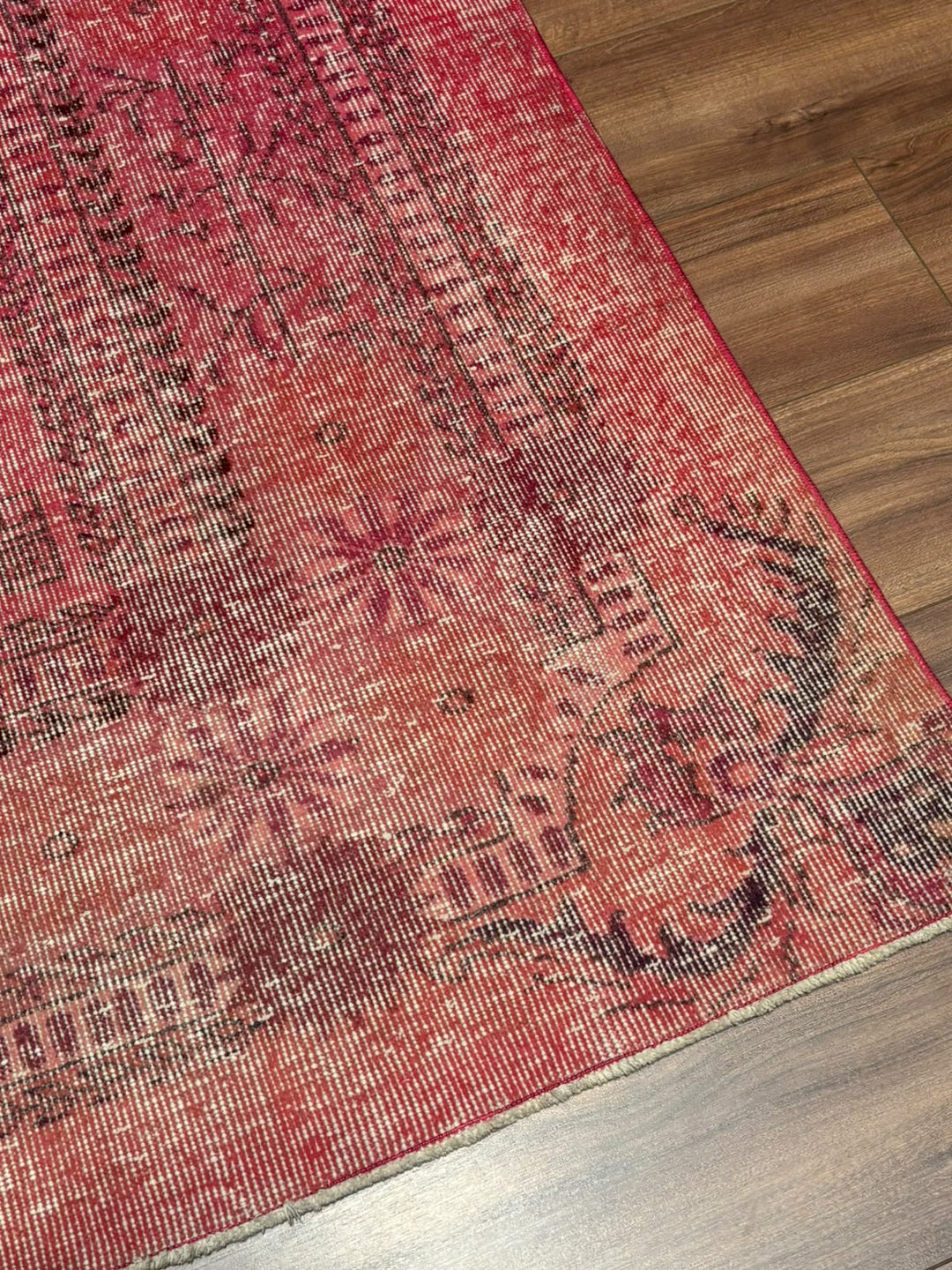 Orijinal Vintage Fuşya Kök Boya Yün El Dokuma Halı 217x290 6.29 Metrekare - 7x10 ft