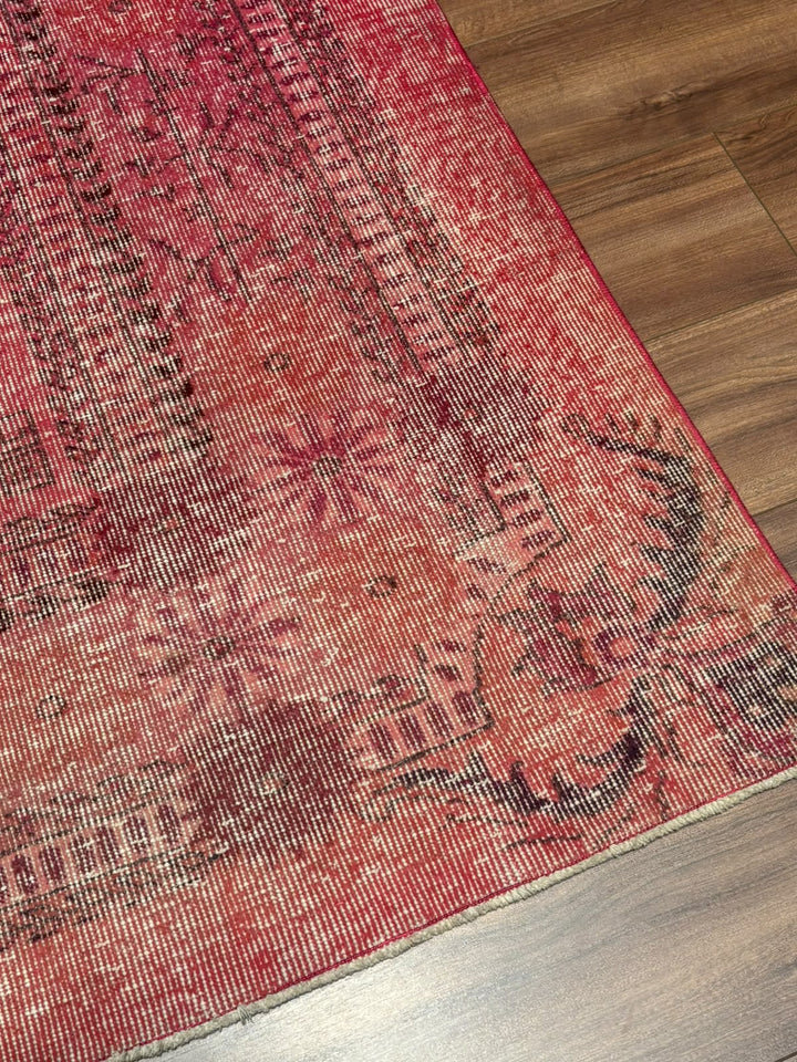 Orijinal Vintage Fuşya Kök Boya Yün El Dokuma Halı 217x290 6.29 Metrekare - 7x10 ft