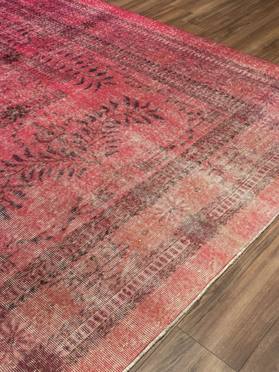 Orijinal Vintage Fuşya Kök Boya Yün El Dokuma Halı 217x290 6.29 Metrekare - 7x10 ft