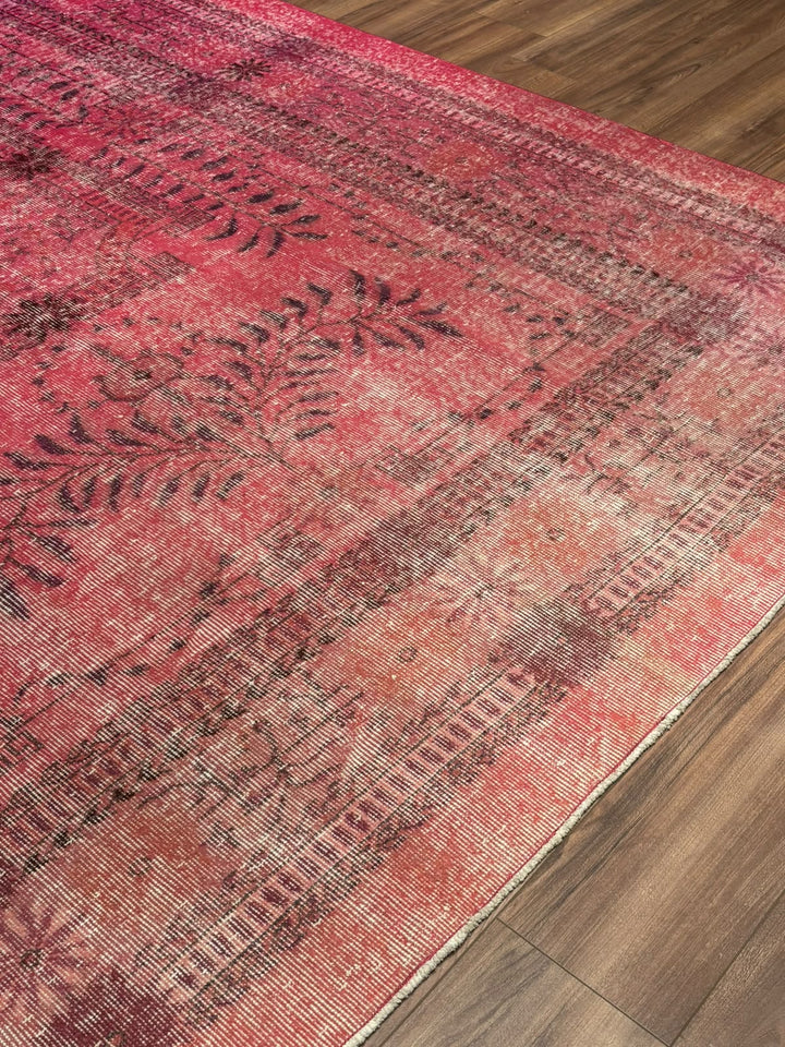 Orijinal Vintage Fuşya Kök Boya Yün El Dokuma Halı 217x290 6.29 Metrekare - 7x10 ft