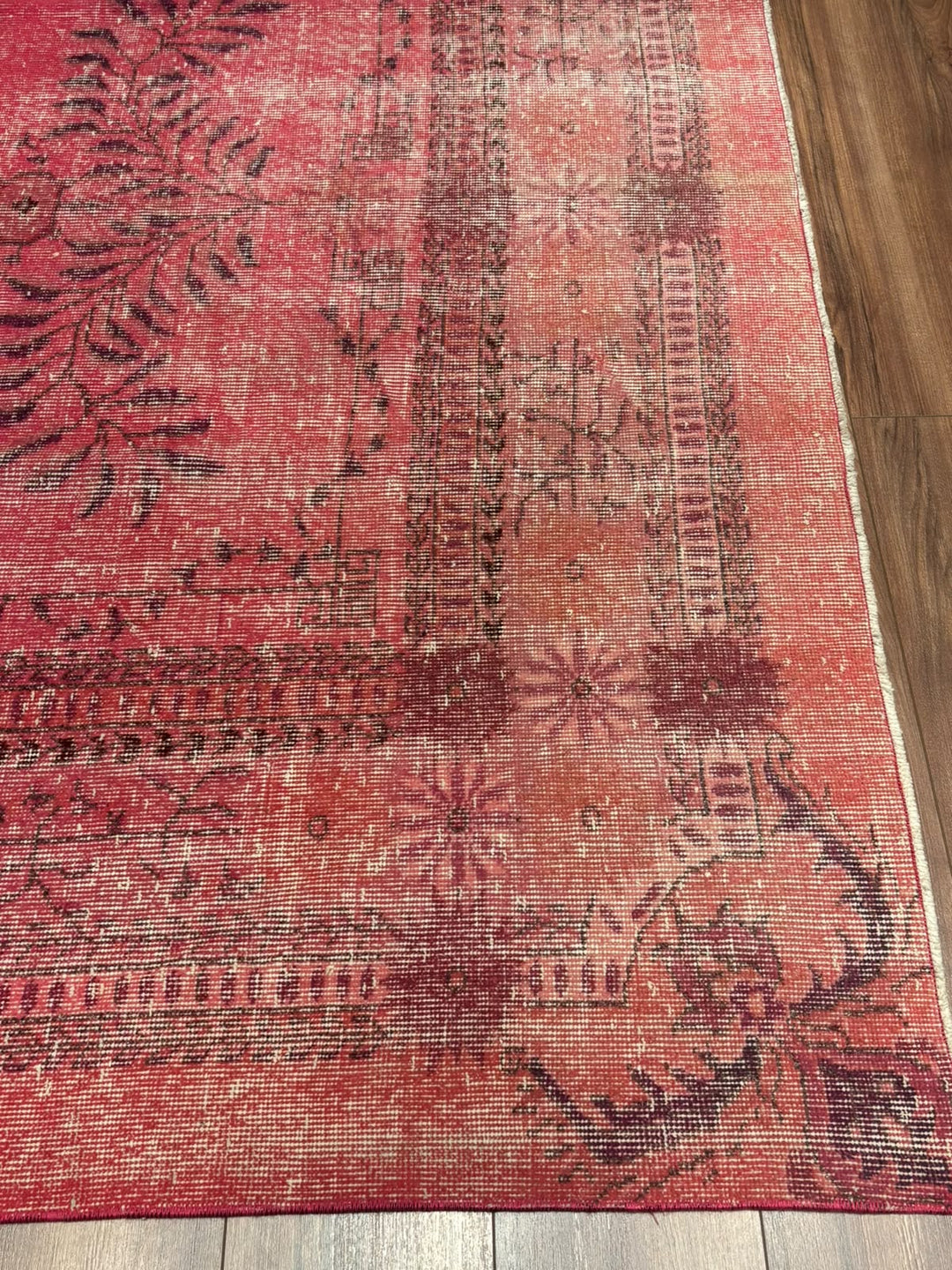 Orijinal Vintage Fuşya Kök Boya Yün El Dokuma Halı 217x290 6.29 Metrekare - 7x10 ft