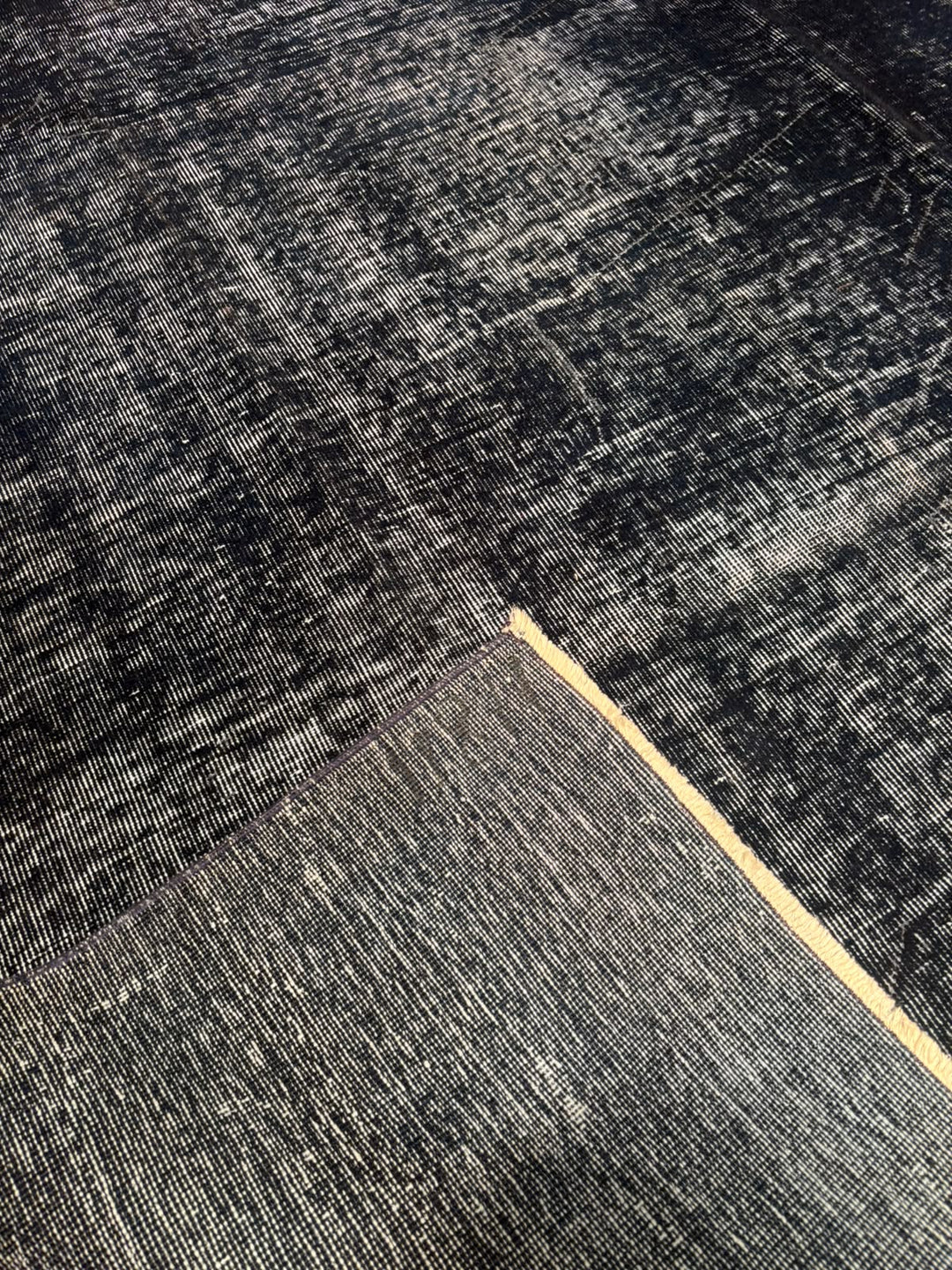 Orijinal Vintage Siyah Kök Boya Yün El Dokuma Halı 202x282 5.70 Metrekare - 7x10 ft
