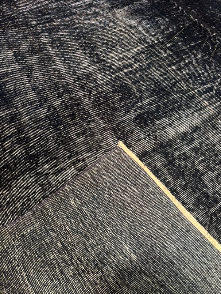 Orijinal Vintage Siyah Kök Boya Yün El Dokuma Halı 202x282 5.70 Metrekare - 7x10 ft