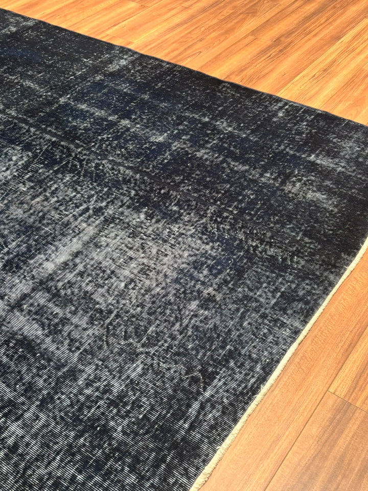 Orijinal Vintage Siyah Kök Boya Yün El Dokuma Halı 202x282 5.70 Metrekare - 7x10 ft