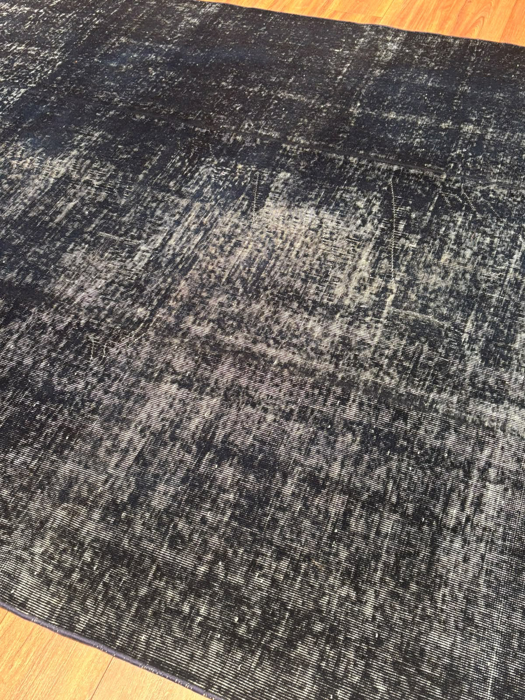 Orijinal Vintage Siyah Kök Boya Yün El Dokuma Halı 202x282 5.70 Metrekare - 7x10 ft