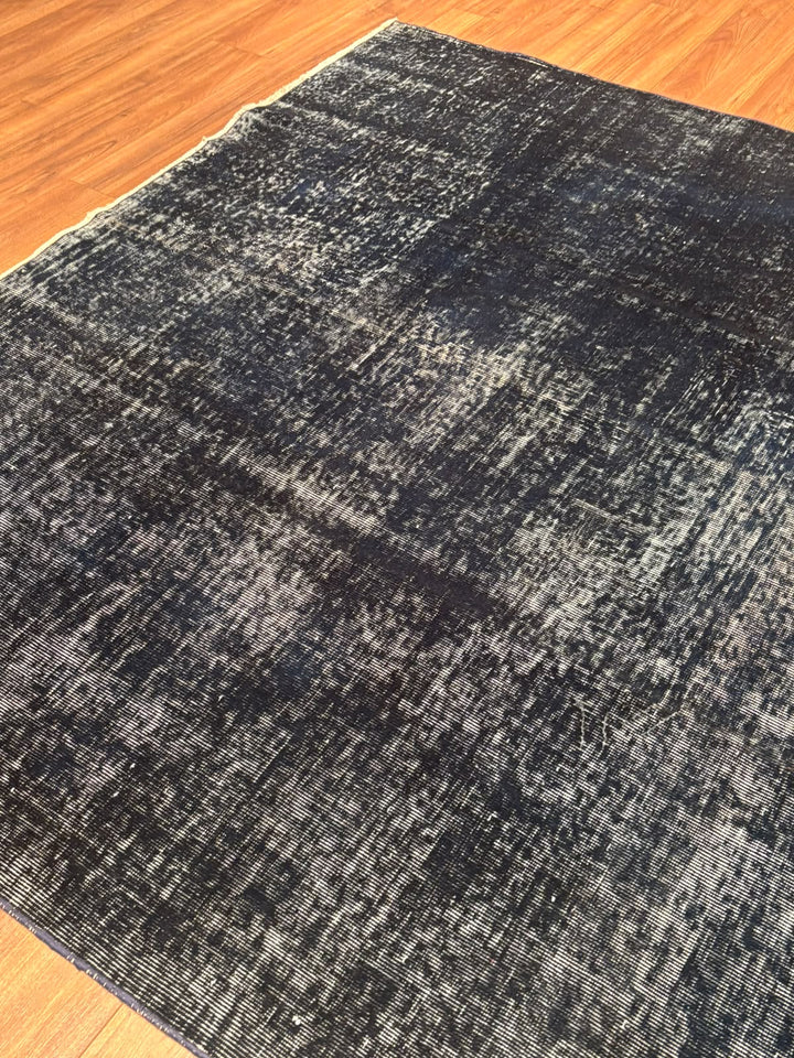 Orijinal Vintage Siyah Kök Boya Yün El Dokuma Halı 202x282 5.70 Metrekare - 7x10 ft