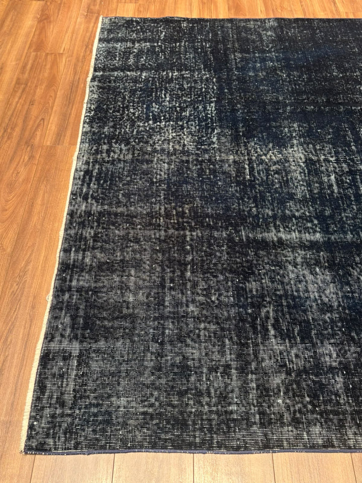 Orijinal Vintage Siyah Kök Boya Yün El Dokuma Halı 202x282 5.70 Metrekare - 7x10 ft