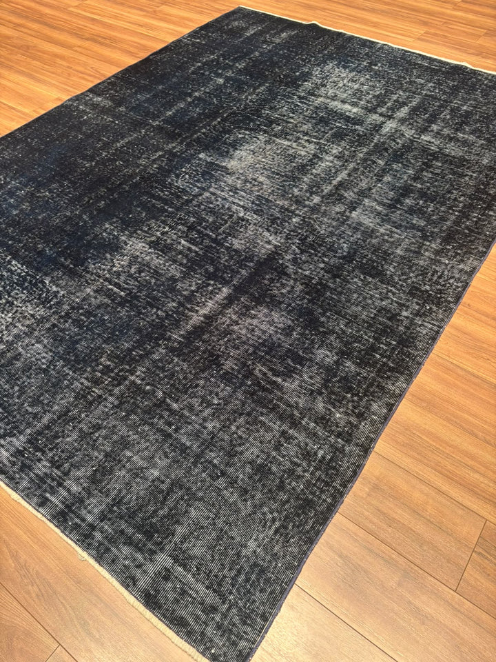 Orijinal Vintage Siyah Kök Boya Yün El Dokuma Halı 202x282 5.70 Metrekare - 7x10 ft