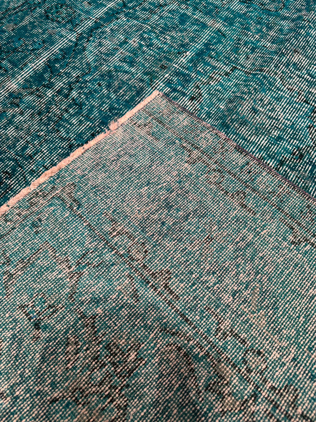 Orijinal Vintage Turkuaz Kök Boya Yün El Dokuma Halı 170x250 4.25 Metrekare - 5x8 ft