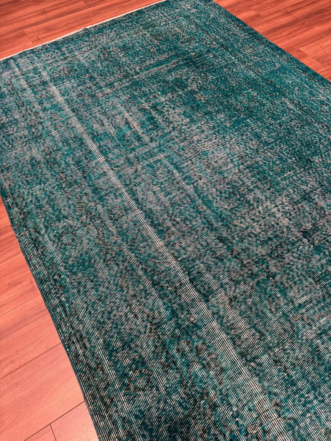 Orijinal Vintage Turkuaz Kök Boya Yün El Dokuma Halı 170x250 4.25 Metrekare - 5x8 ft