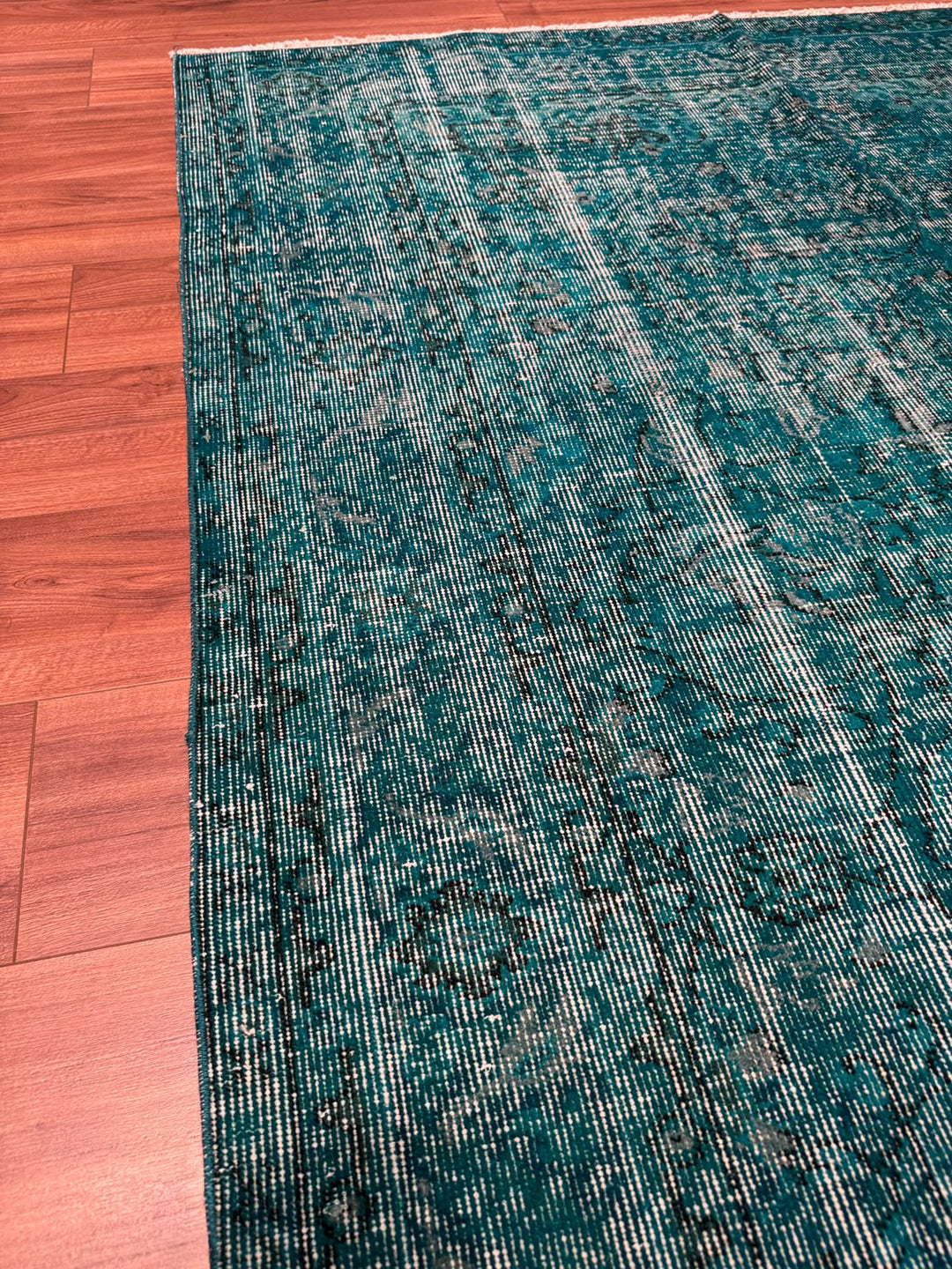 Orijinal Vintage Turkuaz Kök Boya Yün El Dokuma Halı 170x250 4.25 Metrekare - 5x8 ft