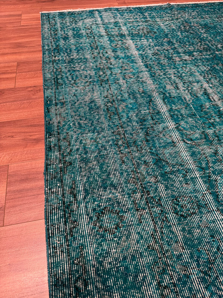 Orijinal Vintage Turkuaz Kök Boya Yün El Dokuma Halı 170x250 4.25 Metrekare - 5x8 ft