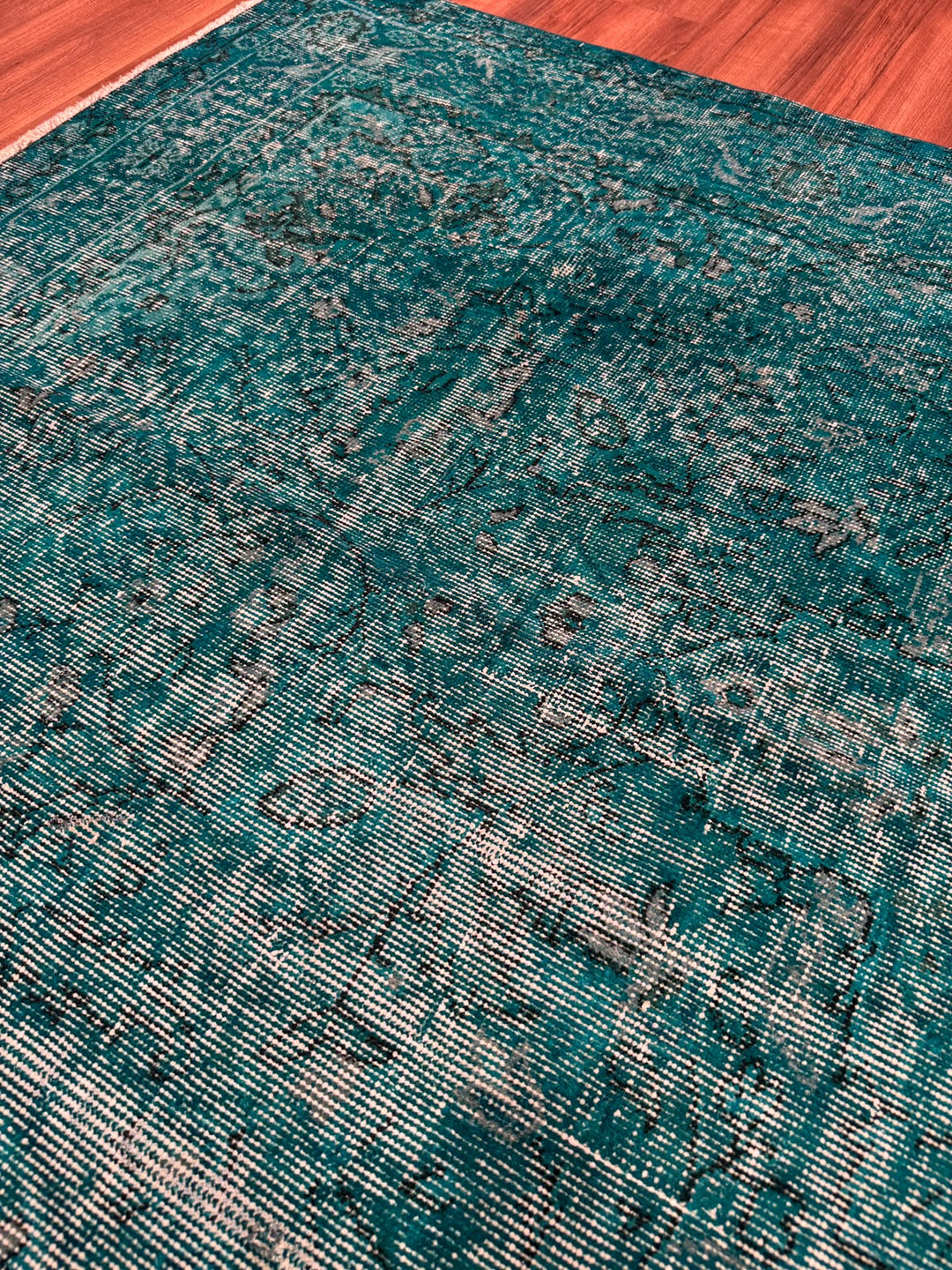 Orijinal Vintage Turkuaz Kök Boya Yün El Dokuma Halı 170x250 4.25 Metrekare - 5x8 ft