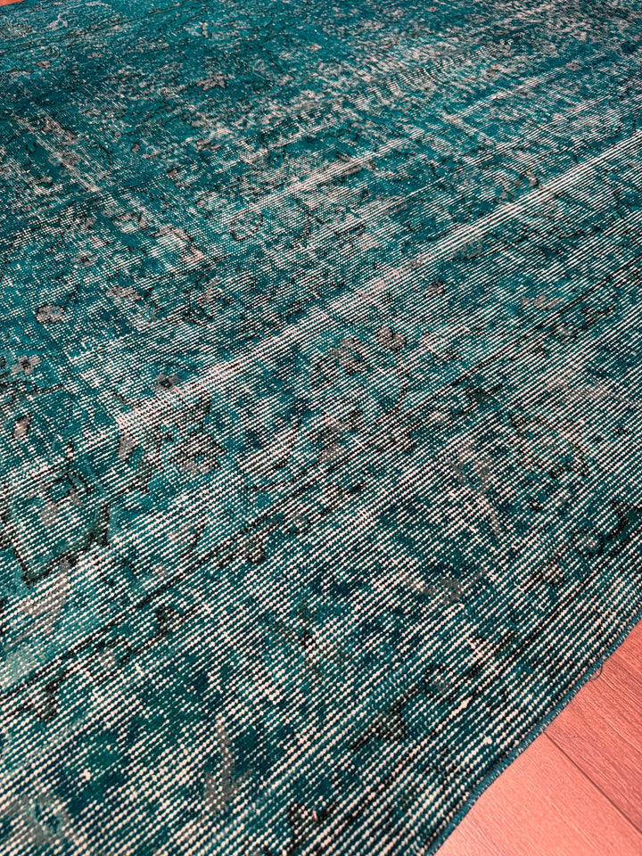 Orijinal Vintage Turkuaz Kök Boya Yün El Dokuma Halı 170x250 4.25 Metrekare - 5x8 ft