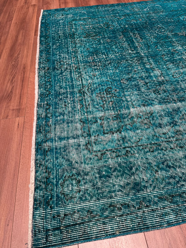 Orijinal Vintage Turkuaz Kök Boya Yün El Dokuma Halı 170x250 4.25 Metrekare - 5x8 ft