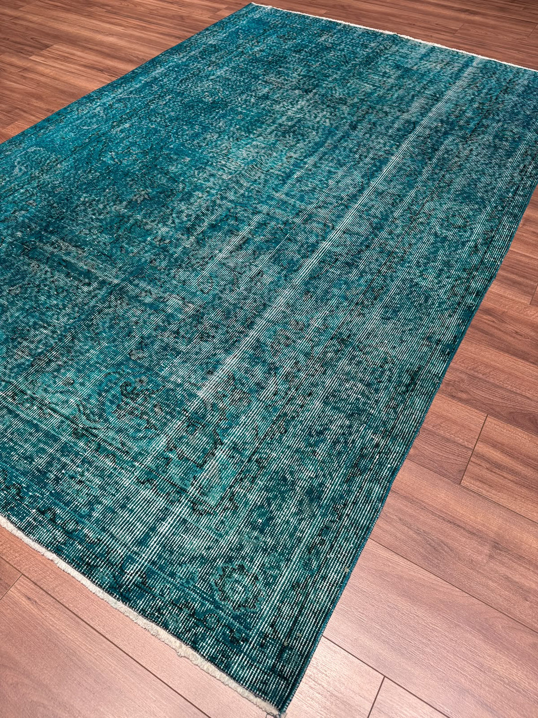 Orijinal Vintage Turkuaz Kök Boya Yün El Dokuma Halı 170x250 4.25 Metrekare - 5x8 ft