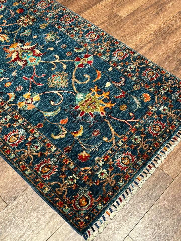 Sultani Binbirgece Yolluk Orijinal El Dokuması Lacivert Kök Boya Yün Halı 0.83x255 2.12 Metrekare - 3x8 ft