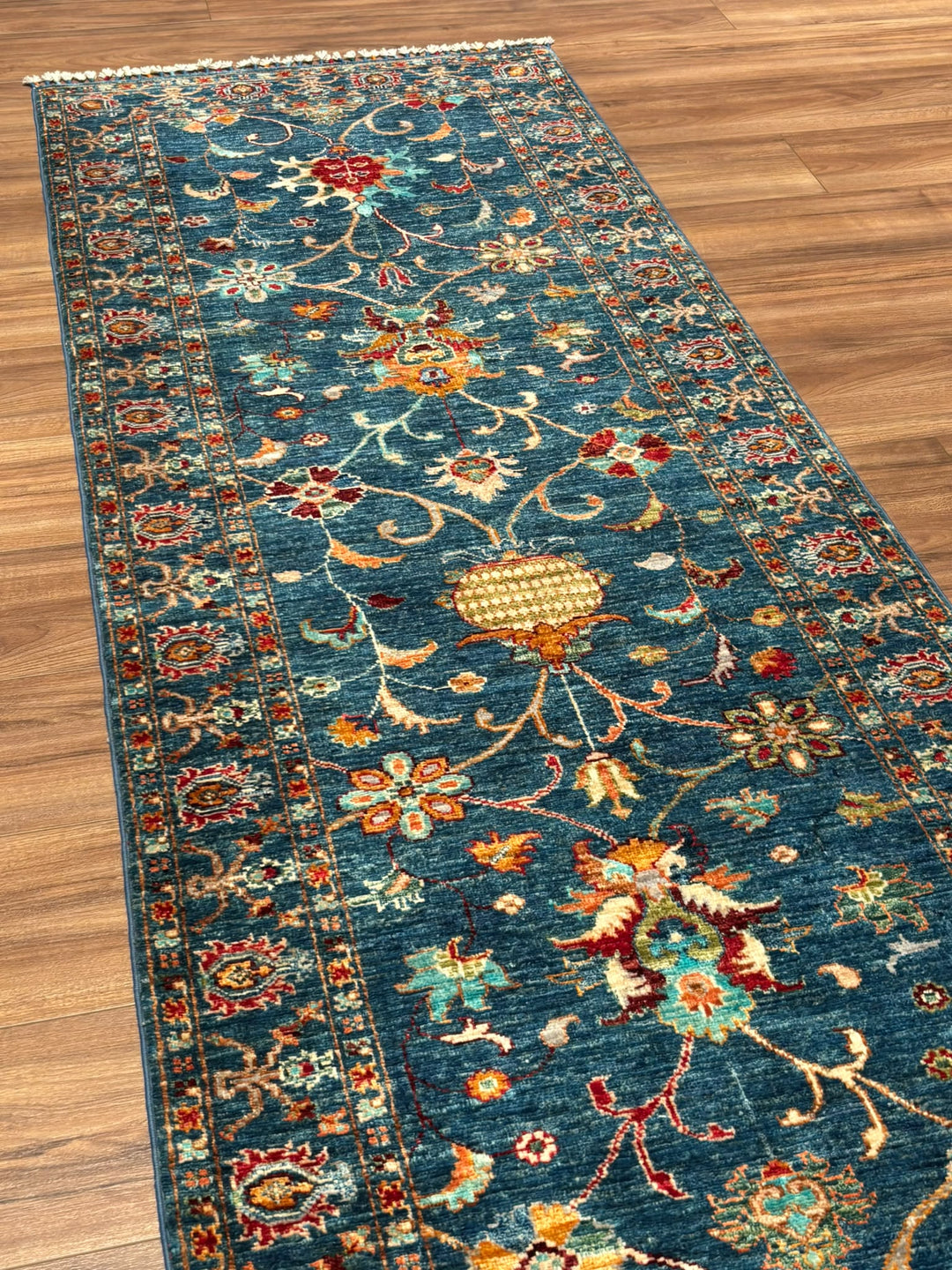 Sultani Binbirgece Yolluk Orijinal El Dokuması Lacivert Kök Boya Yün Halı 0.83x255 2.12 Metrekare - 3x8 ft
